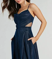 Emmeline Glitter Woven A-Line Formal Dress