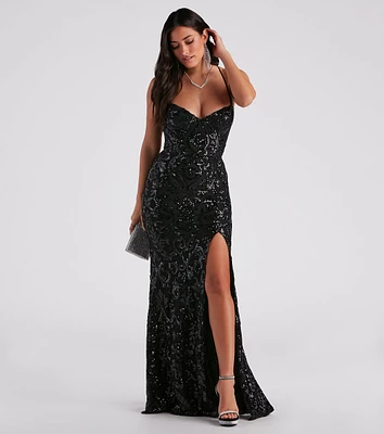 Lori Formal Sequin Lace-Up Long Dress