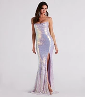Sydney Sequin Lace-Up Mermaid Dress