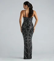 Mckenzie Formal Rhinestone Mesh Long Dress