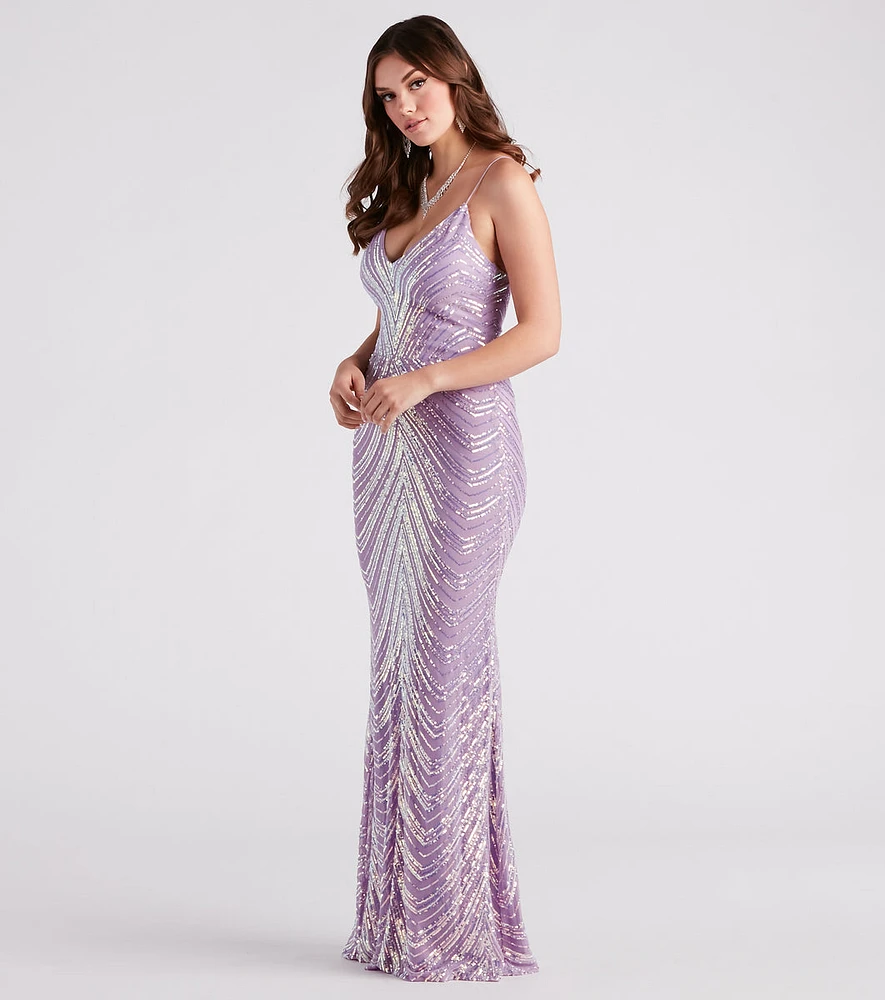 Mazie Formal Sequin V-Neck Mermaid Dress