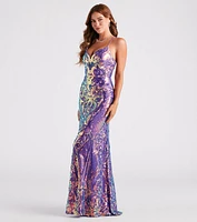 Camren Formal Sequin Strappy Mermaid Dress