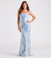 Camilla Formal Sequin Lace-Up Mermaid Dress