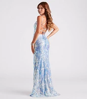 Camilla Formal Sequin Lace-Up Mermaid Dress