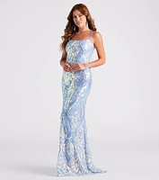 Camilla Formal Sequin Lace-Up Mermaid Dress