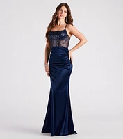 Carrie Formal Satin Sequin Corset Dress