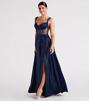 Katheryn Formal Satin Corset A-Line Dress