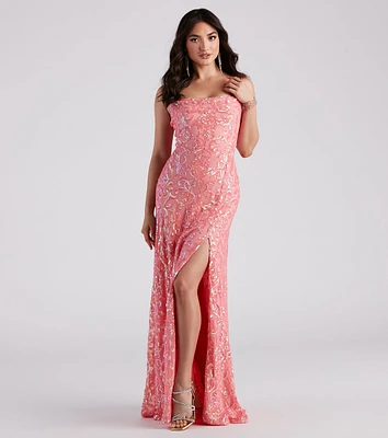 Lynda Formal Sequin A-Line Long Dress
