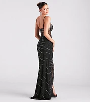 Mia Formal Rhinestone Bustier Long Dress