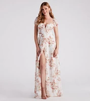 Sharon Formal Floral Chiffon A-Line Dress