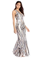 April Cascading Sequins Formal Dress