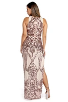 Sarai  Sleeveless Sequin Scroll Dress