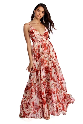 Christina Floral Chiffon Dress