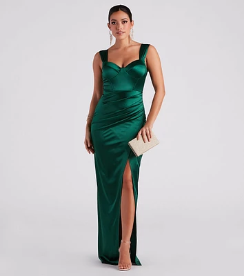 Lorelli Formal Satin Wrap Long Dress