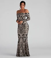 Paityn Formal Off-The-Shoulder Sequin Dress