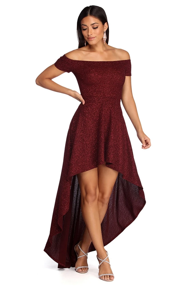 Penelope Glitter Formal High Low Dress