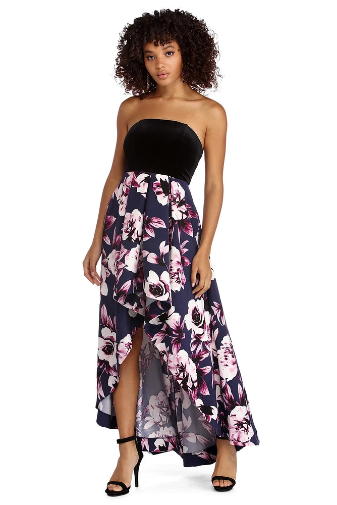 Vivan Formal Floral High-Low Dress