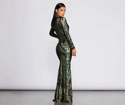 Alexandria Formal Sequin Scroll Dress