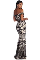 Monica Sequin Scroll Formal Dress