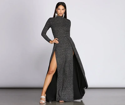 Alessandra Formal High Slit Glitter Dress