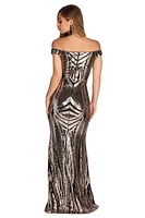 Kianna Formal Sequin Scroll Dress