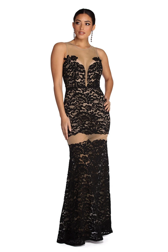 Katherine Formal Illusion Lace Dress