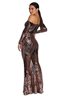 Sherrie Formal Sequin Scroll Dress