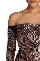 Sherrie Formal Sequin Scroll Dress