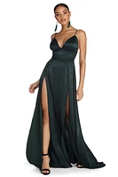 Julieann Formal High Slit Satin Dress