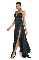 Julieann Formal High Slit Satin Dress