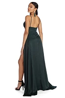 Julieann Formal High Slit Satin Dress