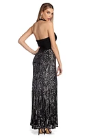 Whitney Formal Sequin Halter Dress