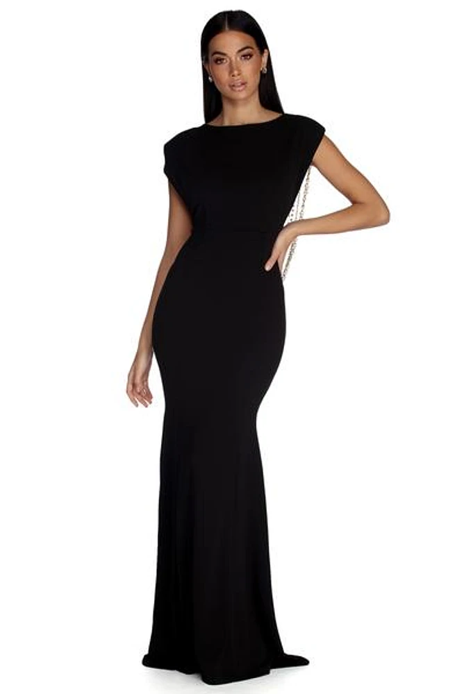 Jada Formal Draped Pearl Dress