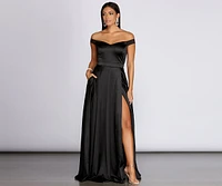 Ophelia Formal High Slit Satin Dress