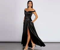 Ophelia Formal High Slit Satin Dress