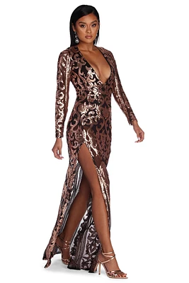 Novalee Formal Sequin Scroll Dress