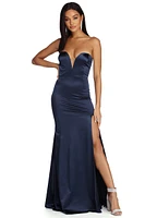 Patricia High Slit Satin Dress