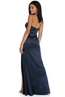 Patricia High Slit Satin Dress