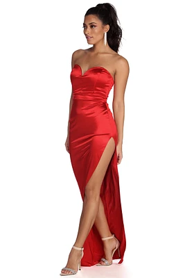 Amaya Strapless Sweetheart Satin Dress