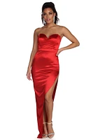 Amaya Strapless Sweetheart Satin Dress