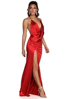 Amelia Ruched Satin Dress