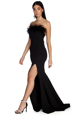 Briella Formal High Slit Boa Dress