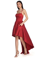 Farrah High Low Taffeta Dress