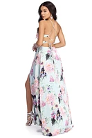 Jen Formal Floral Satin Dress