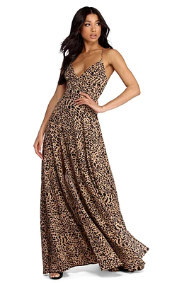 Josie Formal Leopard Lattice Dress
