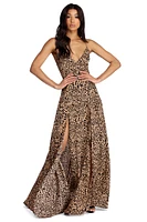 Josie Formal Leopard Lattice Dress