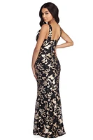 Jessica Floral Sequin Formal Dress