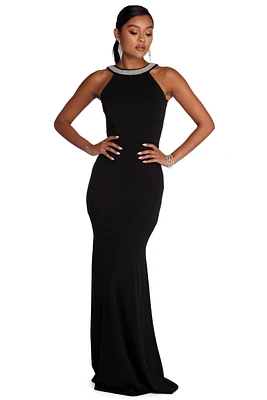 Jocelyn Formal Open Back Pearl Dress