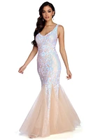 Elsa Formal Iridescent Sequin Dress