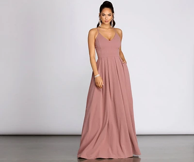 Marlowe Formal Long Pleated Dress